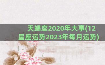 天蝎座2020年大事(12星座运势2023年每月运势)